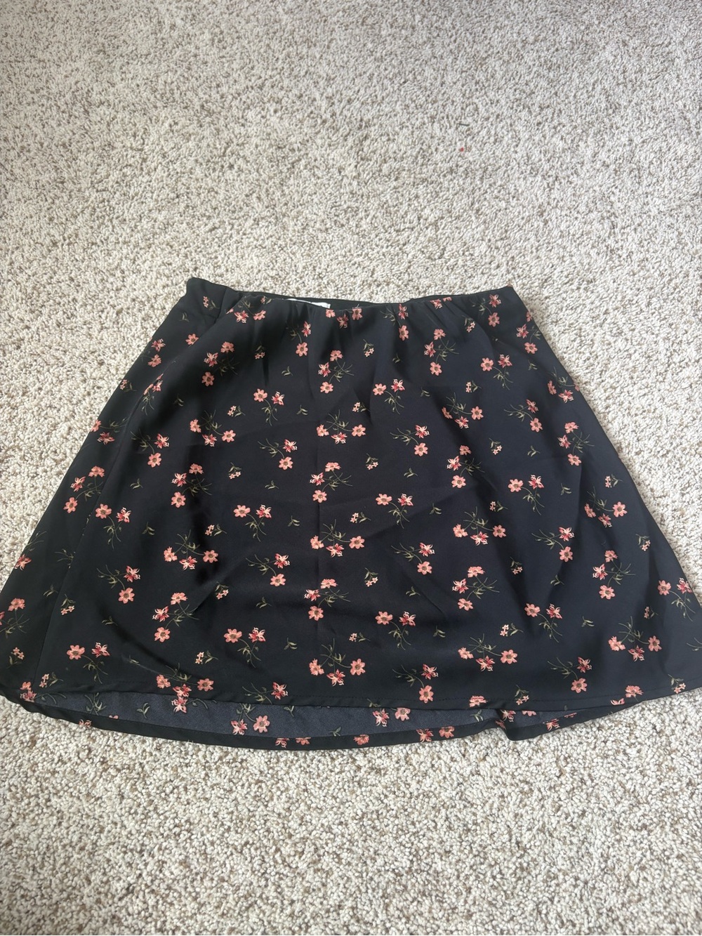 Hollister Black Skater Skirt with Pink Floral Print